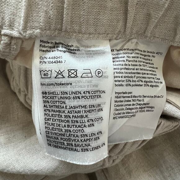 H&M Linen Cotton Blend Cream Straight Leg Pants - Picture 9 of 10